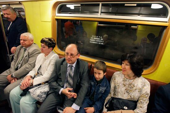 Passengers of vintage car