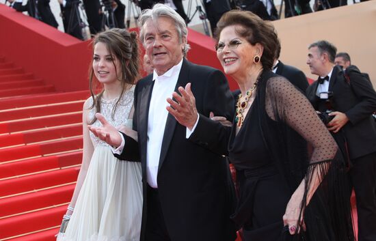 Claudia Cardinale and Alain Delon with his daughter Anouschka