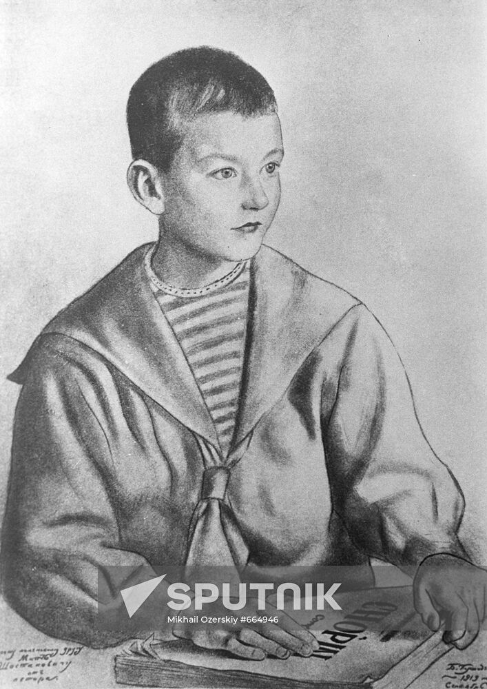 Reproduction of portrait of Dmitry Shostakovich in childhood