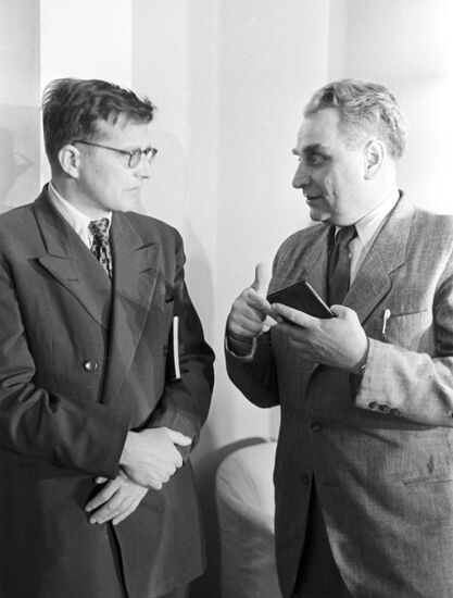 Composer Dmitri Shostakovich, producer Grigory Alexandrov