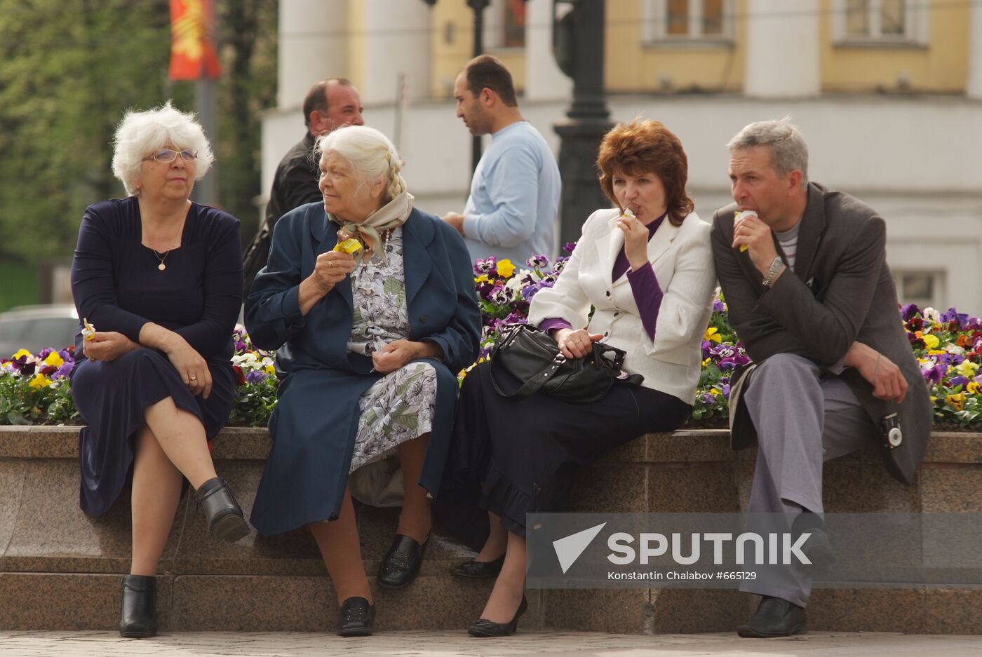 Moscow residents at Manezhnaya Square