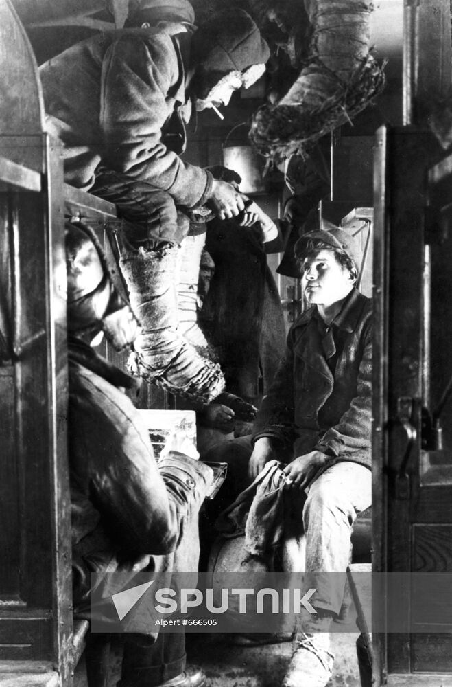 Workers in second-class sleeping carriage