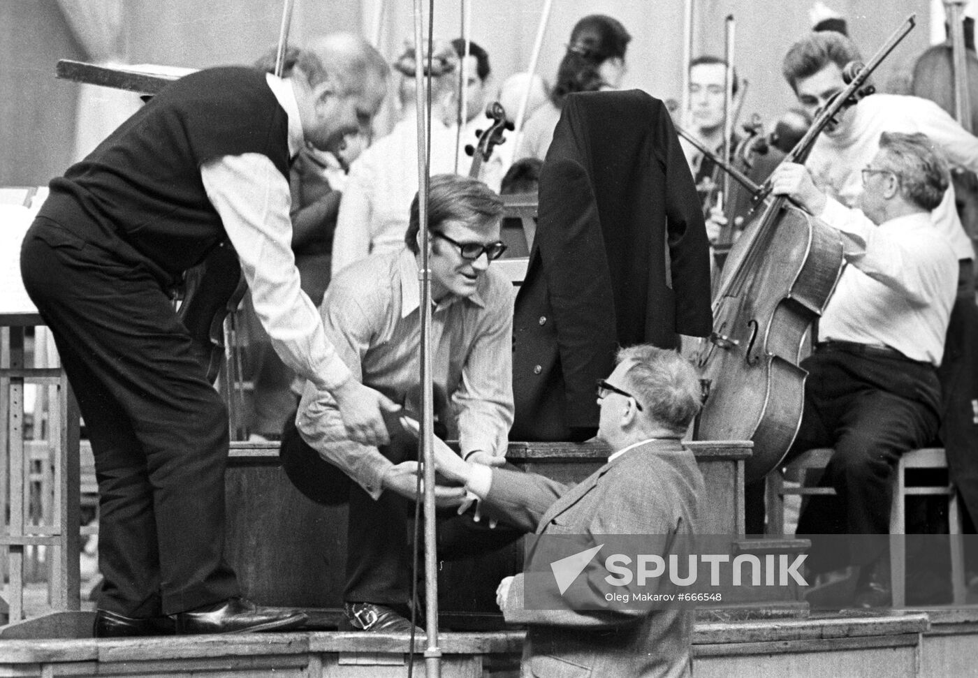 Dmitry Shostakovich and his son Maxim attending rehearsal