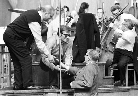 Dmitry Shostakovich and his son Maxim attending rehearsal