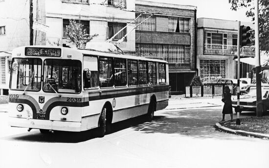 Soviet trolleybus on Bogota street
