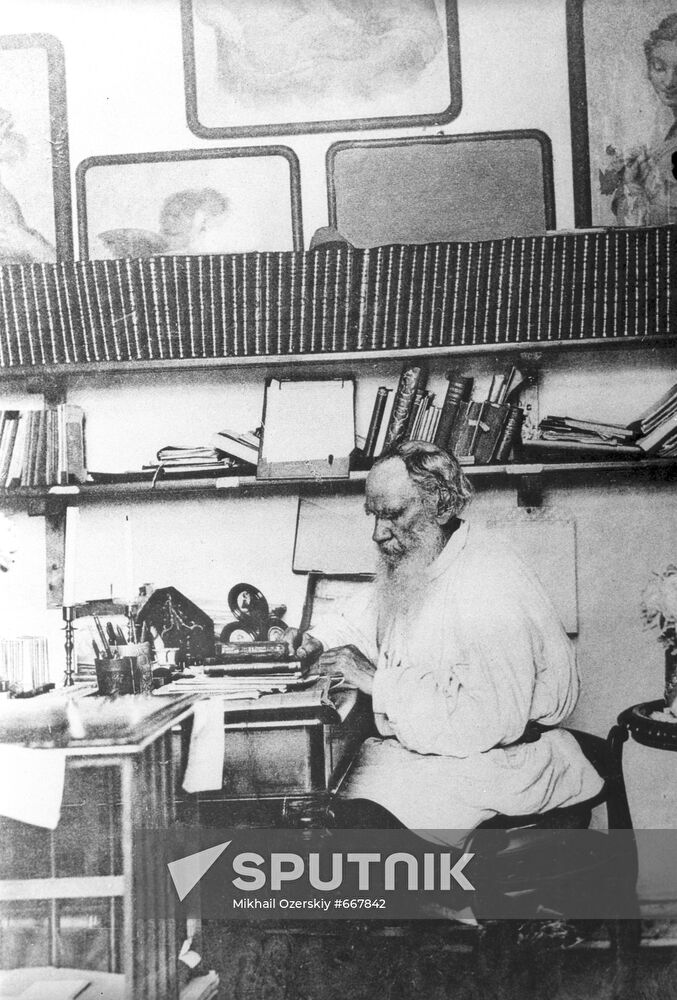 Leo Tolstoy at work