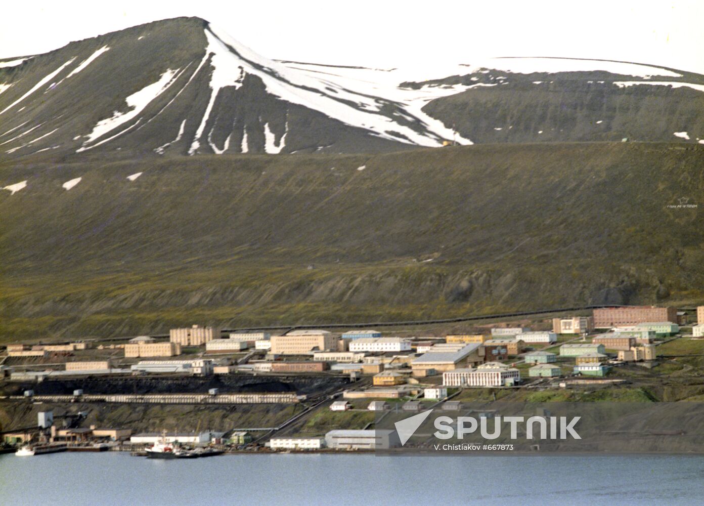 Village of Barentsburg in West Spitzbergen island