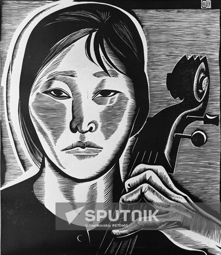Linocut "Music"