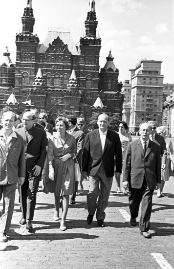 German screenwriters Andrew Thorndike and Annelie Thorndike on Red Square