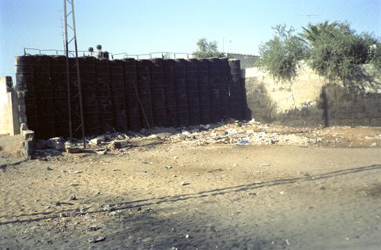 Traffic stopped in a Gaza town
