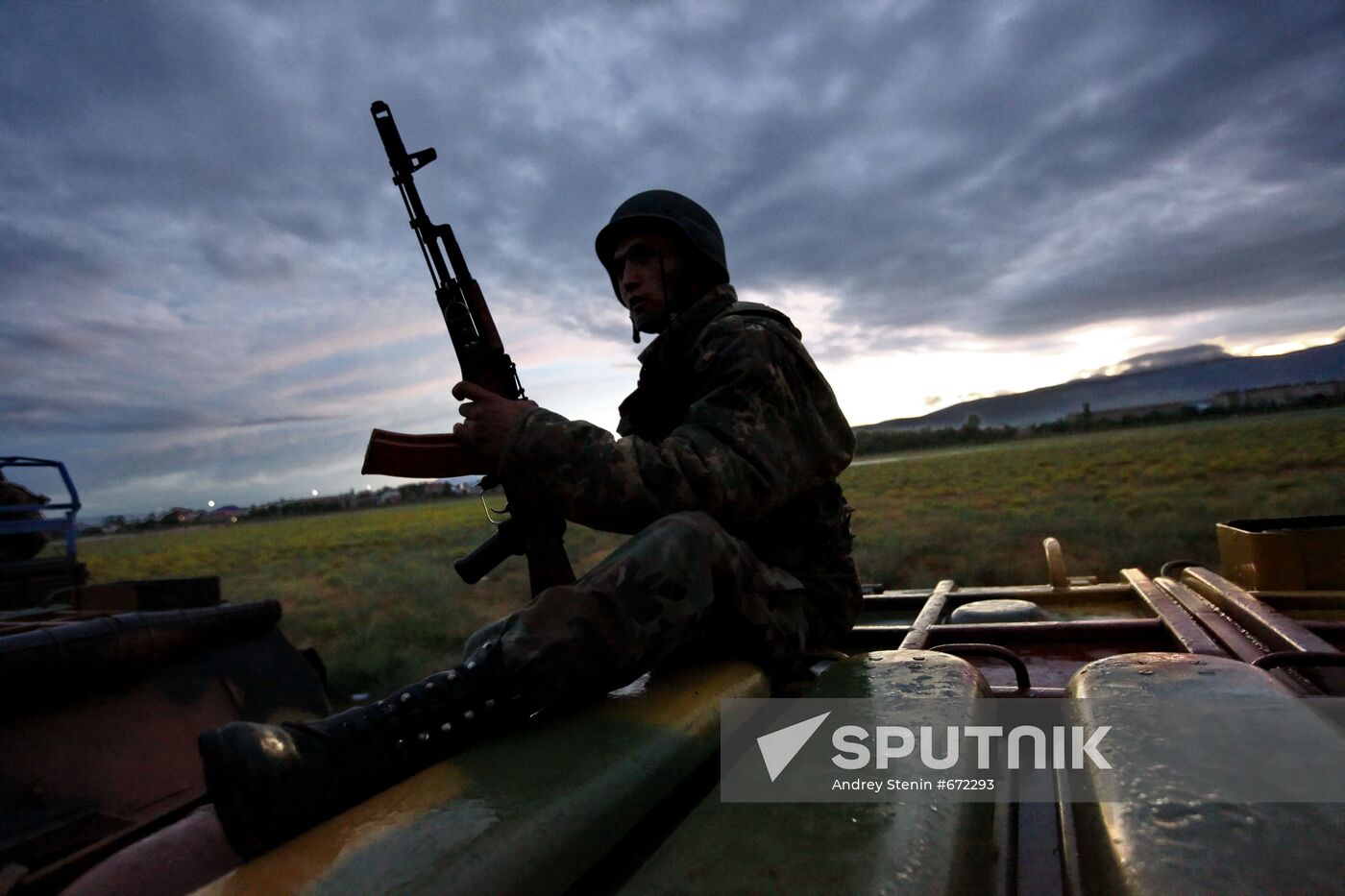 Soldier at airfield in Jalal-Abad