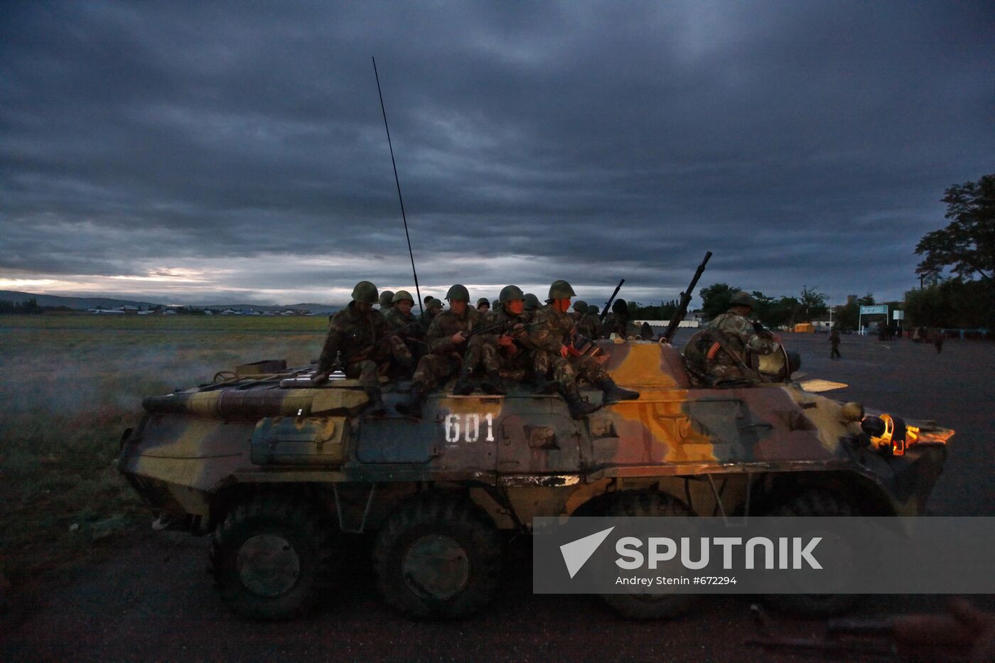 Soldiers at airfield in Jalal-Abad