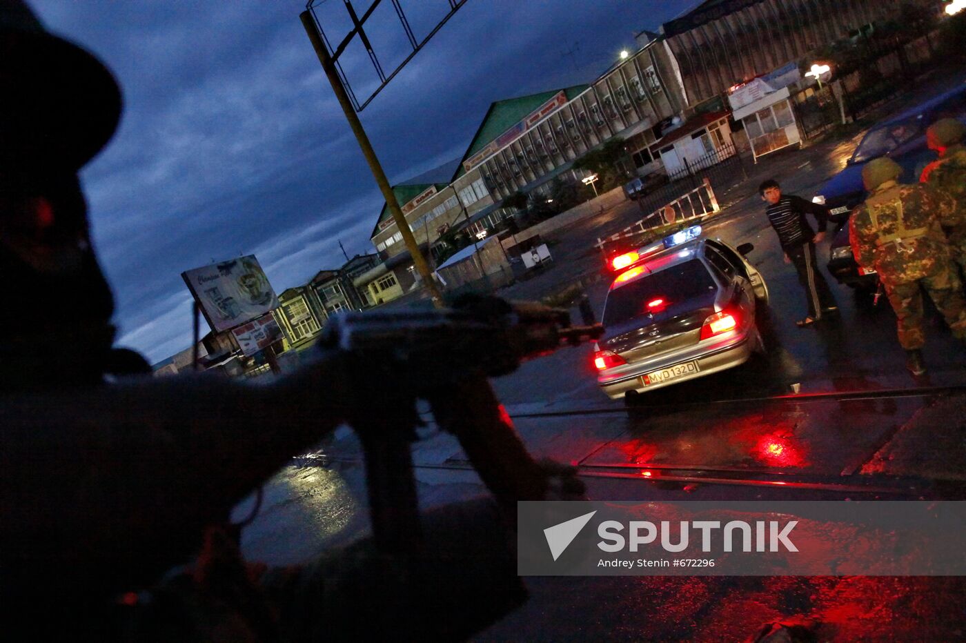 Soldiers patrolling Jalal-Abad streets