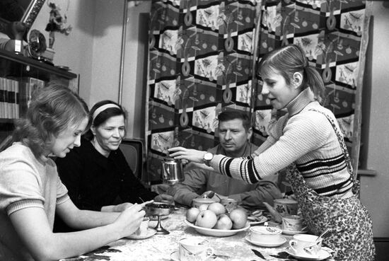 Gymnast Olga Korbut with family