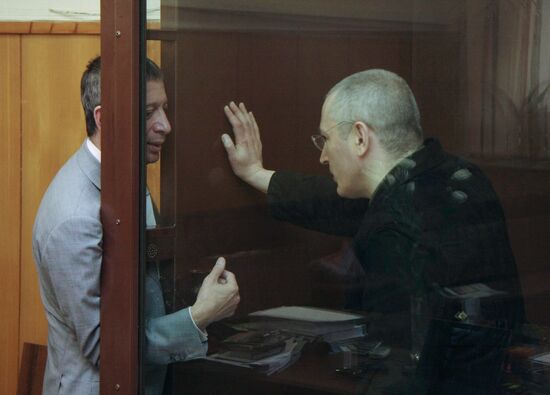 Mikhail Khodorkovsky at Khamovnichesky court in Moscow