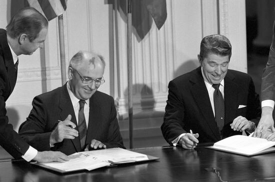 Mikhail Gorbachev on the official visit to the USA