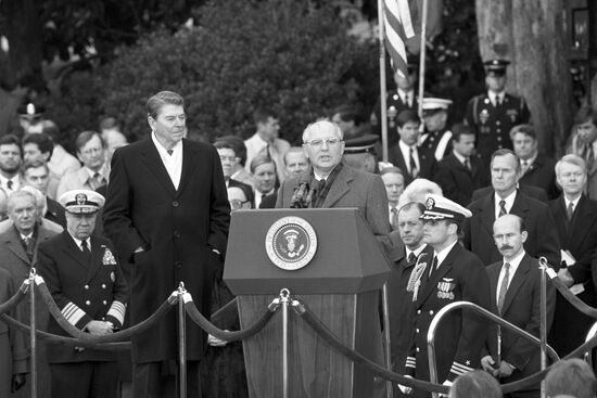 Mikhail Gorbachev on the official visit to the USA