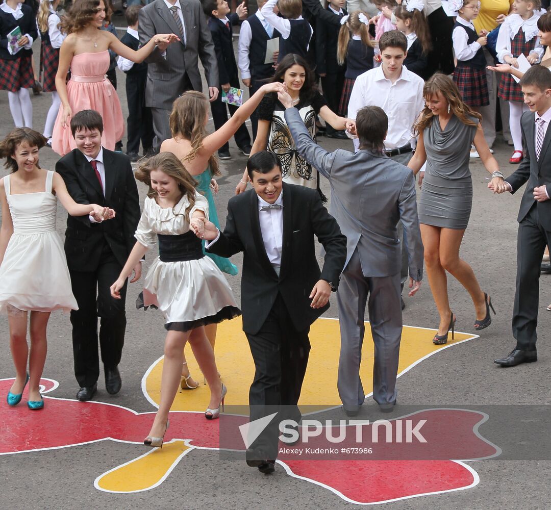 Farewell Bell ceremony for Russian school graduates