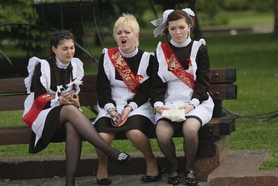 Farewell Bell ceremony for Russian school graduates