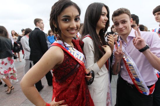 Farewell Bell ceremony for Russian school graduates