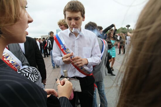 Farewell Bell ceremony for Russian school graduates