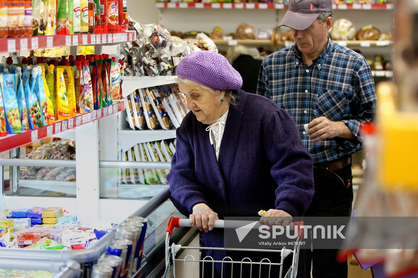 Customers at Veteran food store