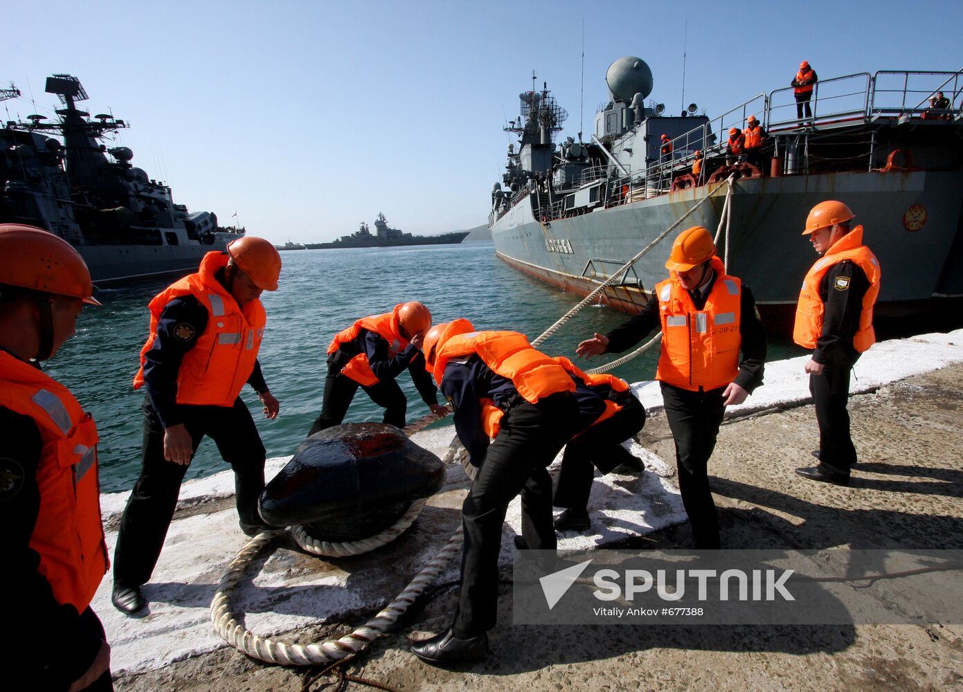 Cruiser "Moskva" is docked