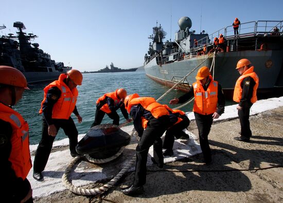 Cruiser "Moskva" is docked