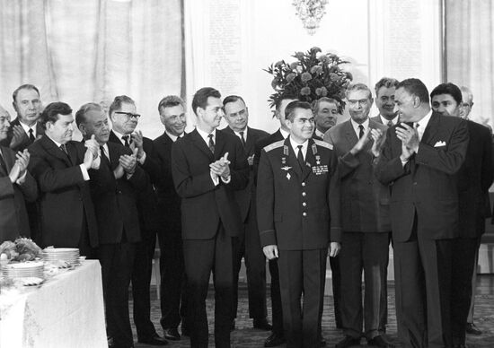 Reception in honor of cosmonauts Nikolayev and Sevastyanov in the Grand Kremlin Palace