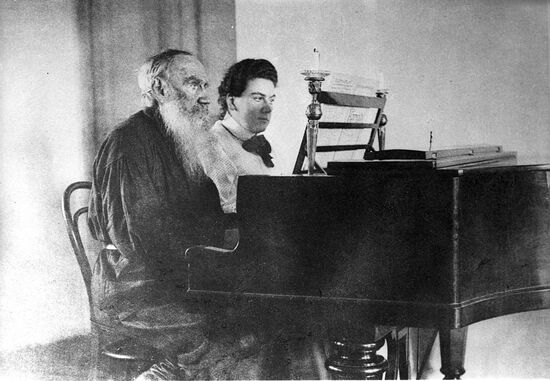 Writer Leo Tolstoy and his daughter Alexandra