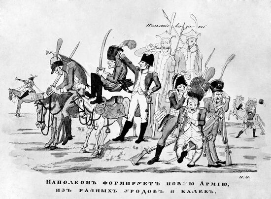 Caricature "Napoleon forming a new army"