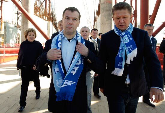 Dmitry Medvedev visits Zenit-Arena stadium construction site