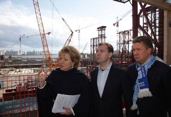 Dmitry Medvedev visits Zenit-Arena stadium construction site