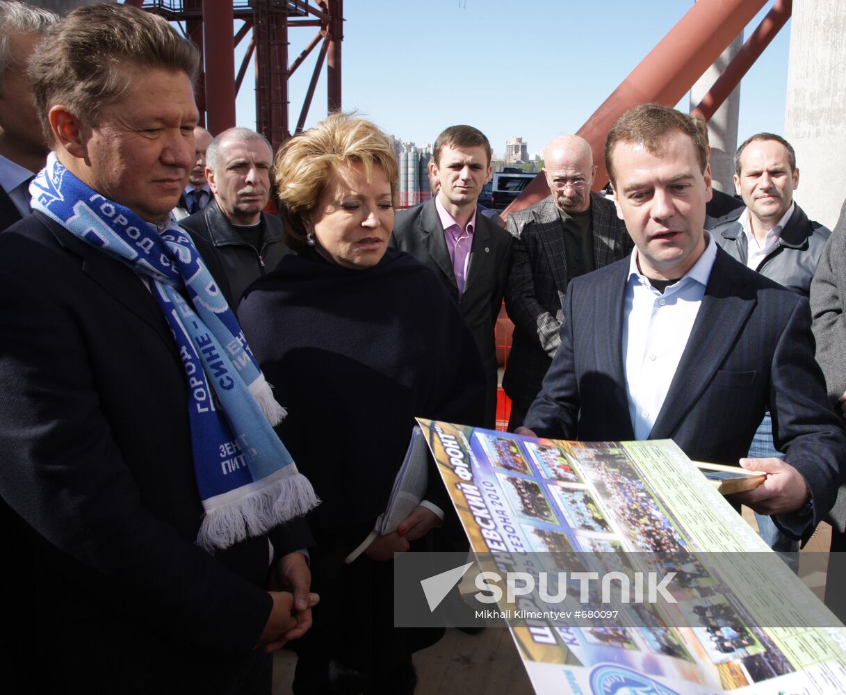 Dmitry Medvedev visits Zenit-Arena stadium construction site