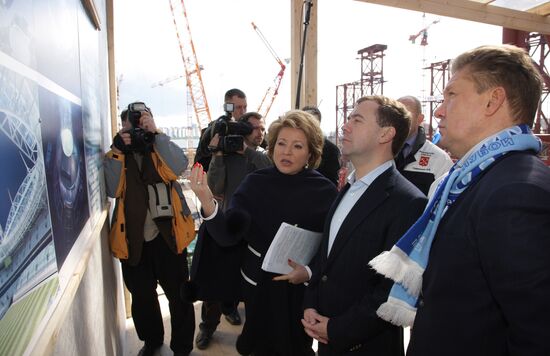 Dmitry Medvedev visits Zenit-Arena stadium construction site