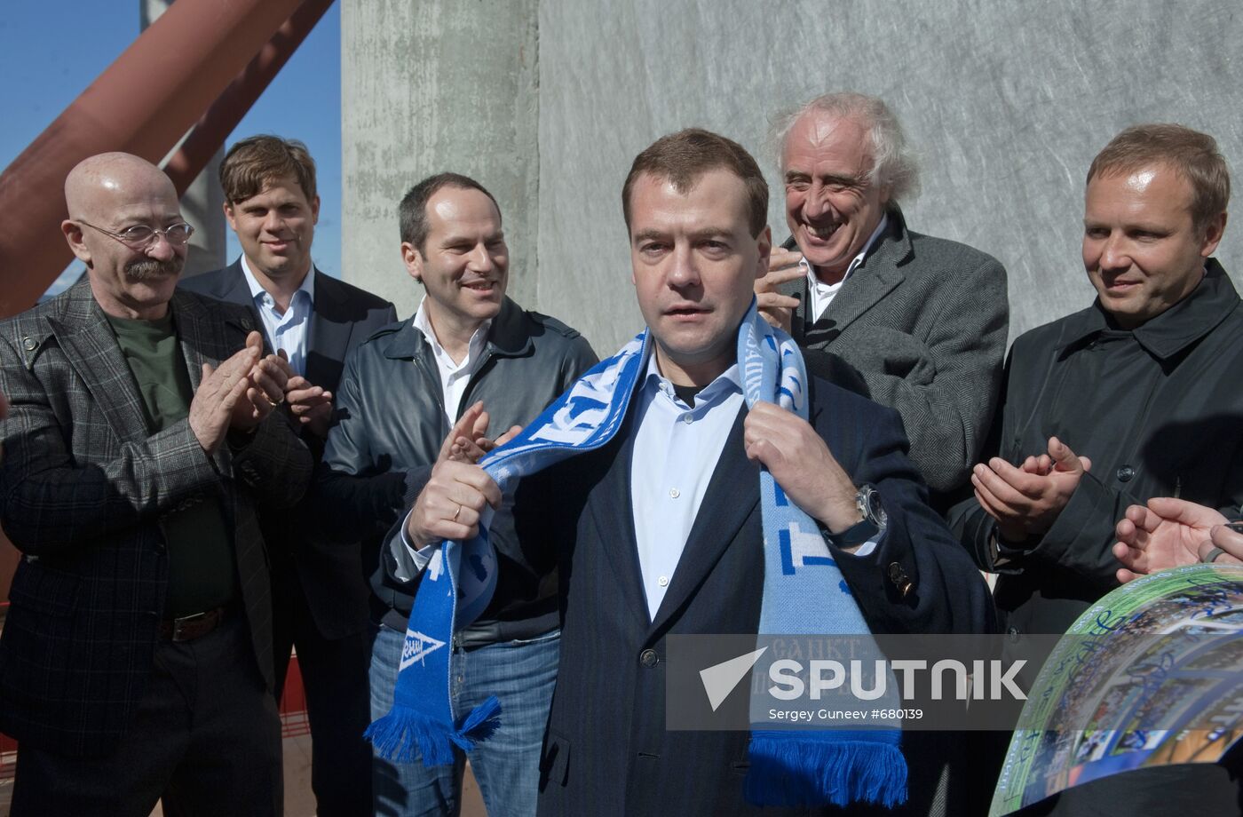 Dmitry Medvedev visits Zenit-Arena stadium construction site