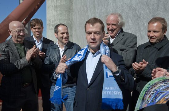 Dmitry Medvedev visits Zenit-Arena stadium construction site