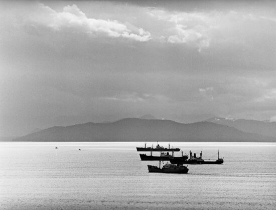 Barges at a roadstead