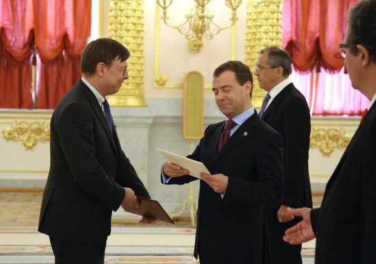 Dmitry Medvedev receives foreign ambassadors' credentials