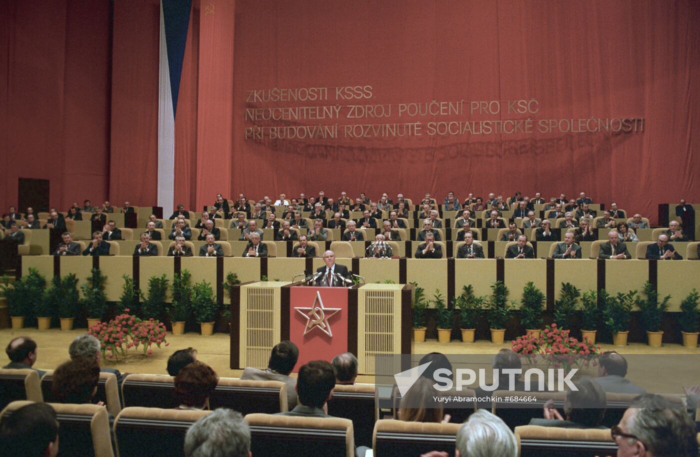 Mikhail Gorbachev at meeting for Russian-Czech friendship