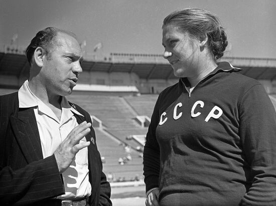 Athlete Tamara Press and coach Vitaly Alexeev