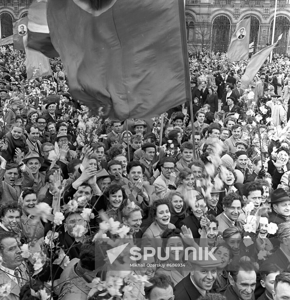 Participants in May Day demonstration