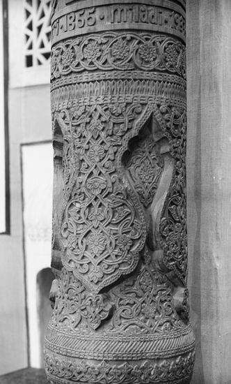 Carved wooden column