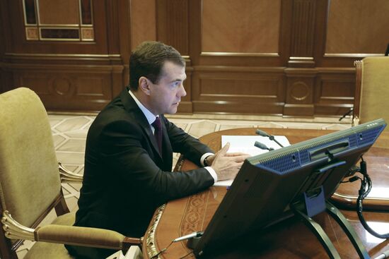 Dmitry Medvedev holds video conference with Natalya Komarova