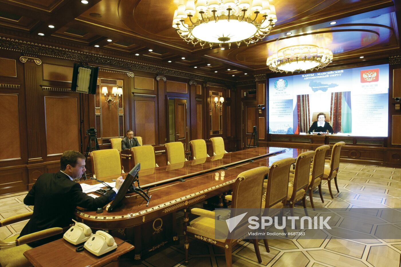 Dmitry Medvedev holds video conference with Natalya Komarova