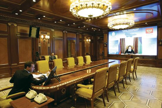 Dmitry Medvedev holds video conference with Natalya Komarova