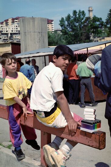 Yugoslavian boys in market