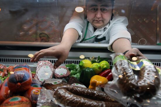 Sausage products on display