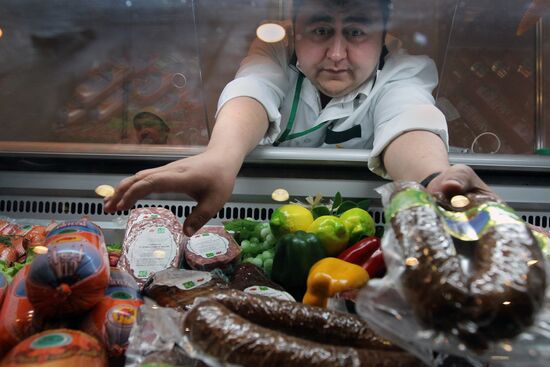 Sausage products on display