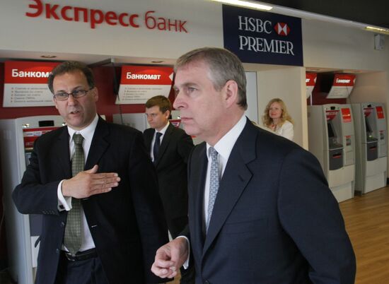 Prince Andrew visits HSBC Bank branch office in St. Petersburg